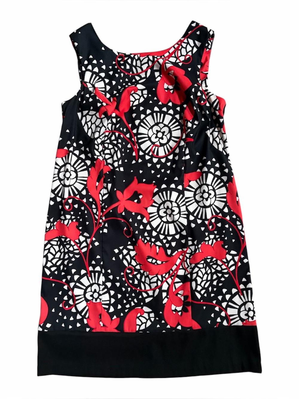 Alyx Limited Sheath Dress Size 16W Black Red Floral Geometric Print Sleeveless